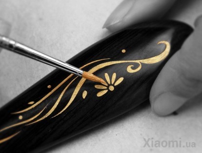 Деревянная расческа для волос XIN ZHI Ebony gold hand-painted Brown