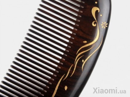 Деревянная расческа для волос XIN ZHI Ebony gold hand-painted Brown