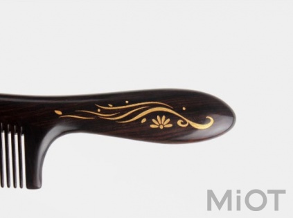Дерев'яний гребінець для волосся Xiaomi XinZhi Ebony gold hand-painted Brown