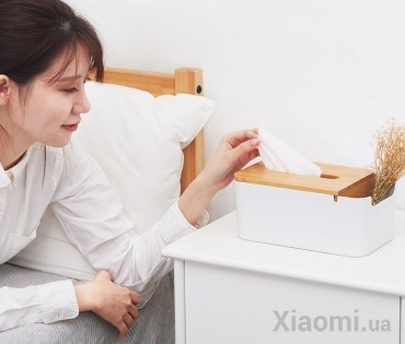 Настольный бамбуковый органайзер Xiaomi ZEN’s Bamboo Fiber Tissue Box White