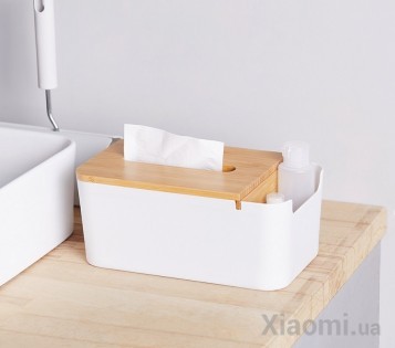 Настольный бамбуковый органайзер Xiaomi ZEN’s Bamboo Fiber Tissue Box White