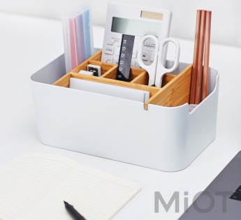 Настільний бамбуковий органайзер ZEN’s Large Capacity Bamboo Box White Q/FJWJ010-2016