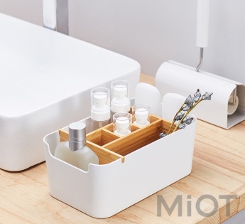 Настільний бамбуковий органайзер ZEN’s Large Capacity Bamboo Box White Q/FJWJ010-2016