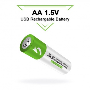 Аккумуляторные батарейки АА 1600Mah 1.5V с зарядкой Type-C (Зеленый)