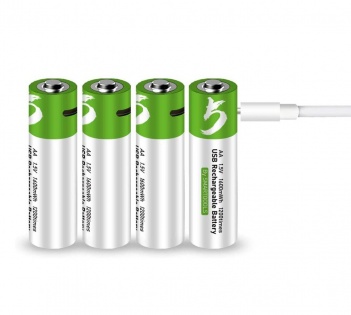 Аккумуляторные батарейки АА 1600Mah 1.5V с зарядкой Type-C (Зеленый)