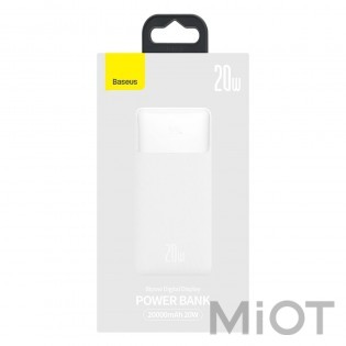 Універсальна батарея Baseus Bipow Digital Display Power bank 20000 mAh 20W White (PPDML-M02)