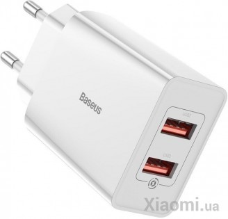 Сетевое зарядное устройство Xiaomi Baseus Speed Mini Dual U QC 18W White (CCFS-V02)
