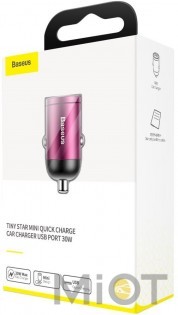 Автомобільний зарядний пристрій Xiaomi Baseus Tiny Star Mini QC3.0 Car 1USB 30W Pink (VCHX-A04)