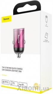 Автомобильное зарядное устройство Xiaomi Baseus Tiny Star Mini QC3.0 Car 1USB 30W Pink (VCHX-A04)