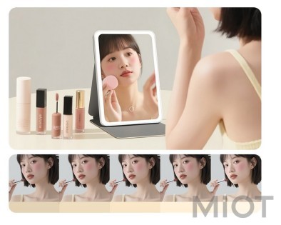 Зеркало для макияжа с подсветкой Xiaomi DOCO Leather case mirror pink (FM001/FM007)