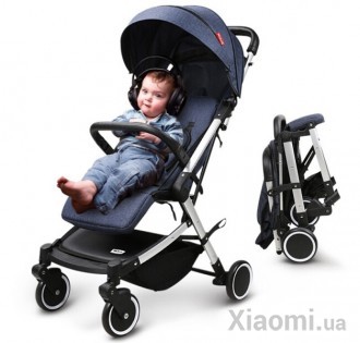 Детская коляска трансформер Xiaomi BEBEHOO START Lightweight Four-wheeled Stroller (Blue)