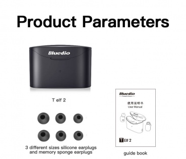 Беспроводные Bluetooth наушники Bluedio T Elf 2 с зарядным боксом (Черный)