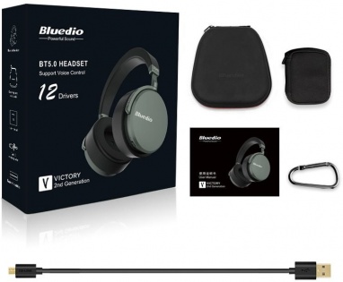 Бездротові Bluetooth навушники Bluedio V2 з 12 динаміками (Чорний)