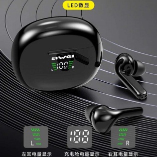 Беспроводные Bluetooth наушники Awei T15P с зарядным кейсом (Черный)