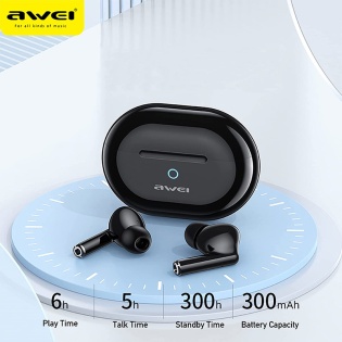 Беспроводные Bluetooth наушники Awei T61 с зарядным боксом (Черный)
