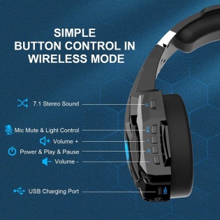 Беспроводные наушники Kotion Each G9000 MAX 5.8G с геймерской подсветкой (Черно-синий)