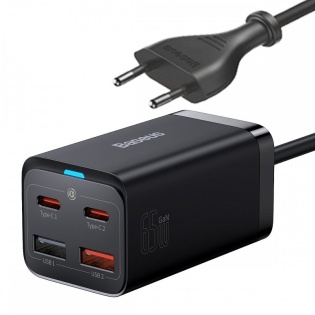 Швидка зарядка 65Вт Baseus GaN3 Pro CCGP040101 2x Type-C USB PD QC4.0 (Чорний)