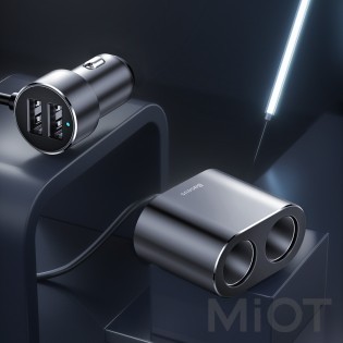Автомобільний зарядний пристрій та розгалужувач Xiaomi Baseus 3.1A