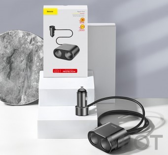 Автомобільний зарядний пристрій та розгалужувач Xiaomi Baseus 3.1A