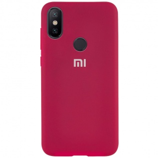 Чехол Silicone Case Full Protective для Xiaomi Mi 8 Розовый / Hot Pink (115017)