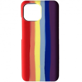 Чехол Silicone Cover Full Rainbow для Xiaomi Mi 11 Lite Красный / Фиолетовый (185626)