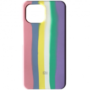 Чехол Silicone Cover Full Rainbow для Xiaomi Mi 11 Lite Розовый / Сиреневый (185627)