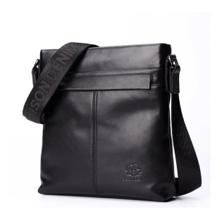 Чоловiча сумка через плече з натуральної шкiри Bison Denim N2357-1B (Черный)