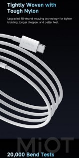 Кабель Xiaomi Cuktech Type-C to Type-C Braided 3A 60W 1.5m White CTC315P