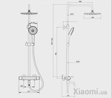 Душевой набор насадка + шланг Xiaomi DiiiB Big white shower hose set DXHW001