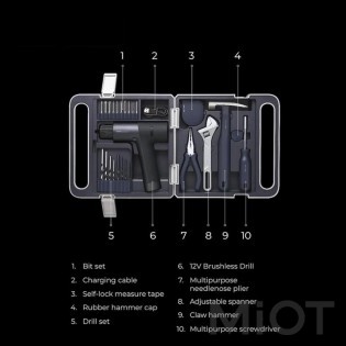 Набор инструментов Xiaomi HOTO 12V Brushless Drill Tool Set (QWDZGJ001)
