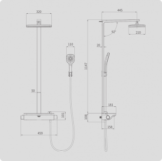 Душова система з термостатом Xiaomi DIIIB U-Yue Storage Shower (DXB11001) Silver
