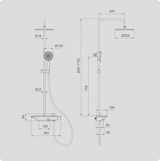 Душевая система Xiaomi DIIIB U-Yue Storage Shower (DXB21005) Black