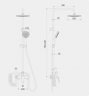 Душевая система Xiaomi DIIIB Yagu Streamline 3 Functions Set (DXLY001)