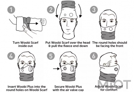 Набір маска для очистки повітря Woobi Plus White + Woobi Scarf Violet