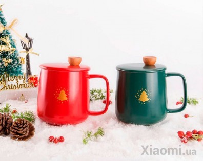 Кружка Xiaomi FINEMADING 500cc Mosaic Christmas Edition with lid Red