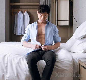 Рубашка Xiaomi Runmi 90 немнущаяся 100% хлопок shirt blue M