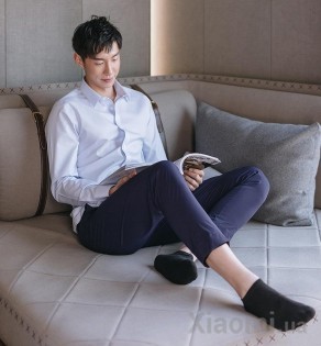 Рубашка Xiaomi Runmi 90 немнущаяся 100% хлопок shirt Light blue stripe M
