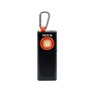 Фонарь светодиодный аккумуляторный YATO YT-08557 LI-PO 3.7 В, 2000 MАГОД 500 LM с динамиком (Черно-оранжевый)