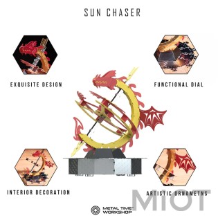 Настільний годинник конструктор із драконом Sun Chaser Dragon Stand Clock Metal-Time MT025