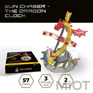 Настільний годинник конструктор із драконом Sun Chaser Dragon Stand Clock Metal-Time MT025