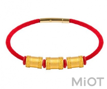 Золотий браслет Xiaomi LuckyME Gold  beads bracelet 17 см 2.1 г Red