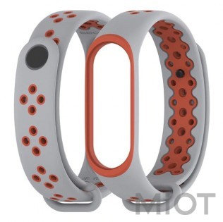 Ремінець для Xiaomi Mi Band 3/4 Sport strap Grey/Red