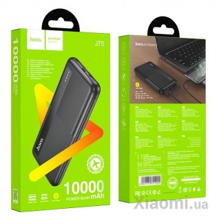 Універсальна батарея HOCO Tresor Powerbank J75 10000mAh 2USB/Type-C, 2A Black