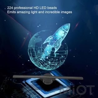 Голографический 3D настольный вентилятор 3D LED fan 52cm kit с напольным кронштейном та защитной рамкой