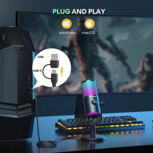 Ігровий USB мікрофон Maono DM30 RGB з підсвічуванням (Чорний)