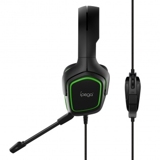 Игровые наушники iPega PG-R006 с регулируемым микрофоном (Черно-зеленый)