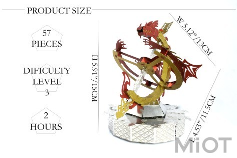 Настільний годинник конструктор із драконом Sun Chaser Dragon Stand Clock Metal-Time MT025