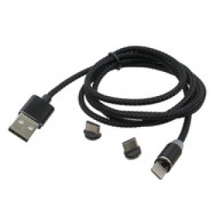 КАБЕЛЬ МАГНИТНЫЙ 3В1 USB 2.0 - TYPE-C, MICRO USB, LIGHTNING 1 м PN-MAGN-3IN1 PATRON