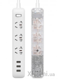 Удлинитель Xiaomi KingMi Power Strip (3 розетки; 3 USB) 1.8m Transparent QMCXB33CHTM