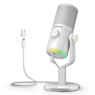 Конденсаторний мiкрофон Maono DM30 з RGB-пiдсвiчуванням (Бiлий)